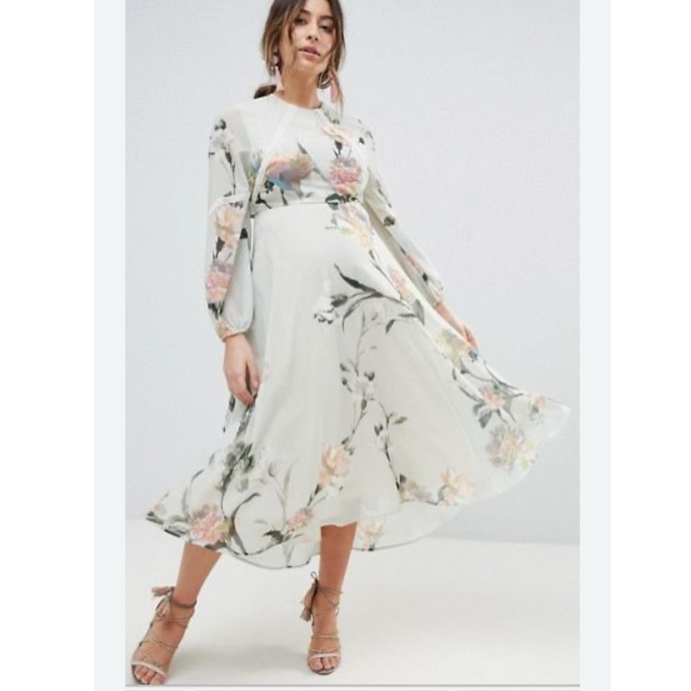 Hope and Ivy Maternity Chiffon Midi Dress